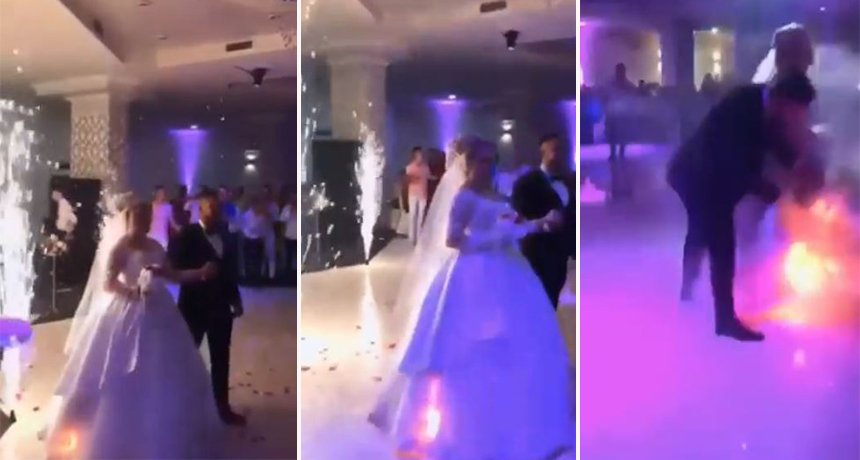 groom behind dress that broke the internet